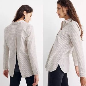 Madewell Flannel Classic Ex-Boyfriend Button-Back Shirt in Stripe, sz S $35